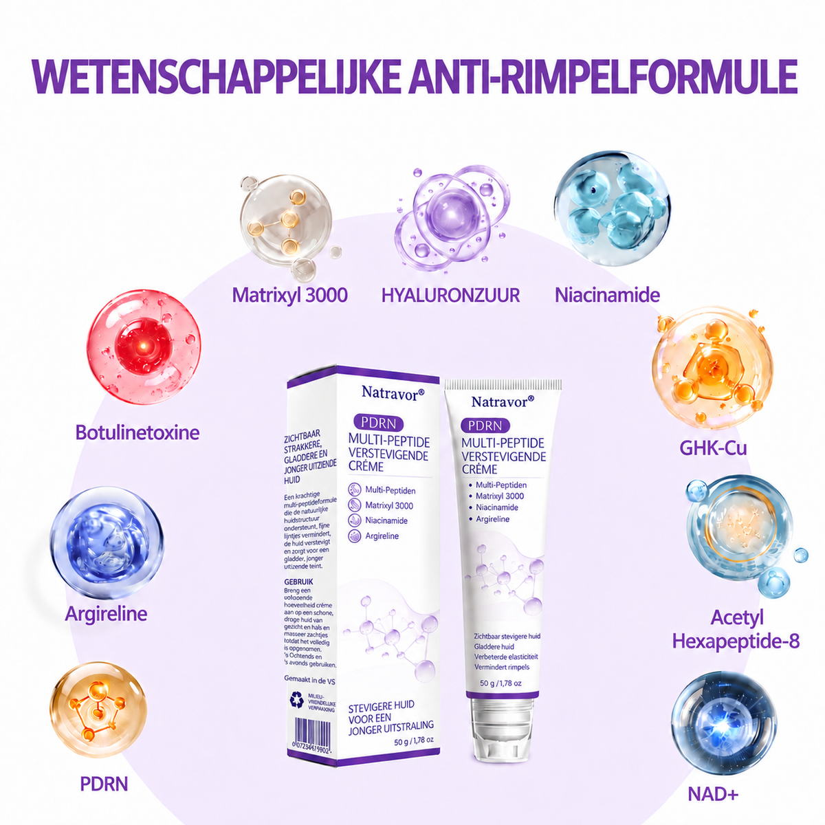 Natravor®🎗️ PDRN Multi-Peptide Massage Roller Crème – Anti-aging verzorging, hydratatie, versteviging & lifting voor een gladdere en egalere huid
