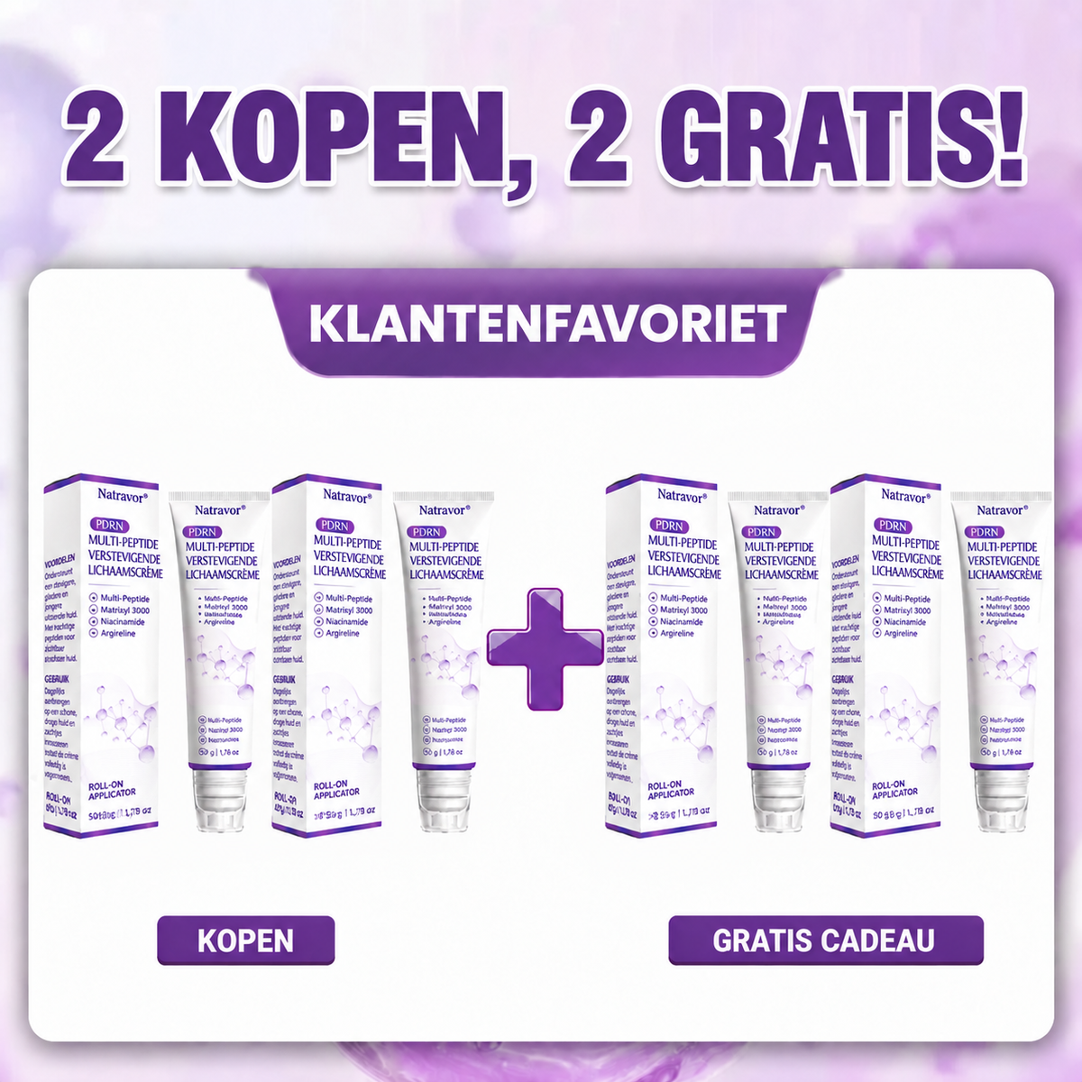 Natravor®🎗️ PDRN Multi-Peptide Massage Roller Crème – Anti-aging verzorging, hydratatie, versteviging & lifting voor een gladdere en egalere huid