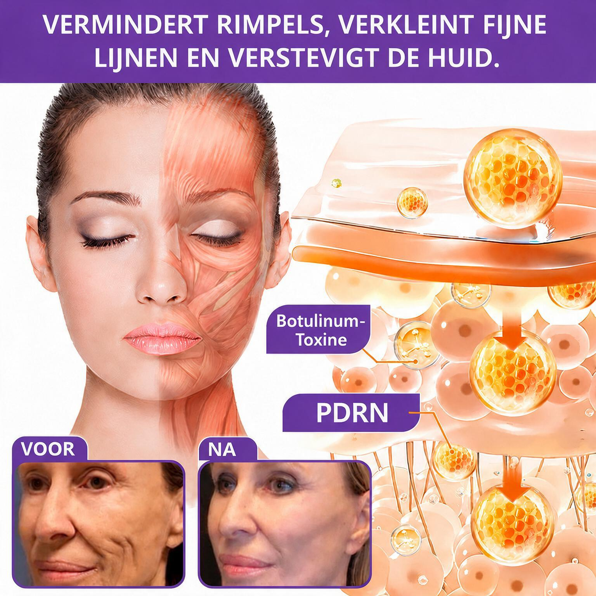Natravor®🎗️ PDRN Multi-Peptide Massage Roller Crème – Anti-aging verzorging, hydratatie, versteviging & lifting voor een gladdere en egalere huid
